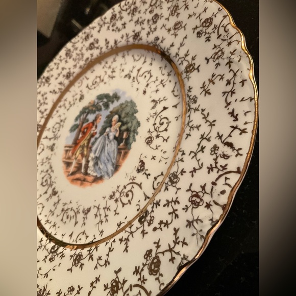 Homer Laughlin colonial Courting Couple 1936 Gold Plates - Picture 3 of 5